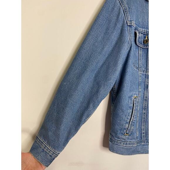 Women Vintage Lee Dungarees Lined Button Up Jean Jacket Med Chore Coat Country - Picture 7 of 16